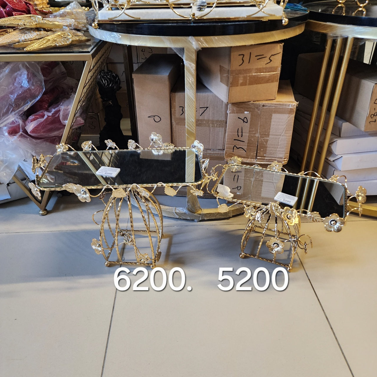 Pedestal Mirrored Vanity Tray