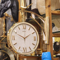 Golden Sparrow Double-Sided Station Wall Clock – Vintage Hanging Dual-Face Clock