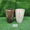 bark-textured tall urn planter