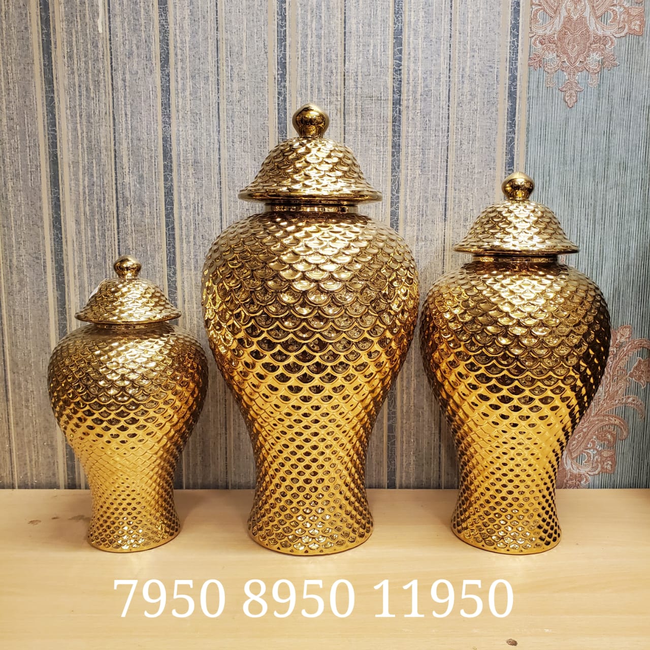 Gold Fish Scale Ginger Jars