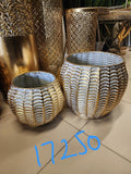 Gold Fan-Pattern Decorative planter set