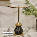 Gold and Black Metal Wire Cage Pedestal Side Table