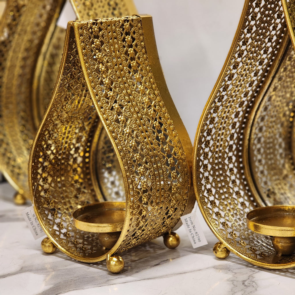 Teardrop Metal Candle Holder with Mirror Backing