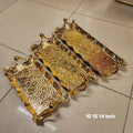 3-Piece Decorative Gold Metal Serving Tray Set