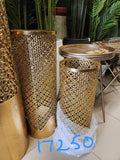 Gold Laser-Cut Cylindrical Floor Vases