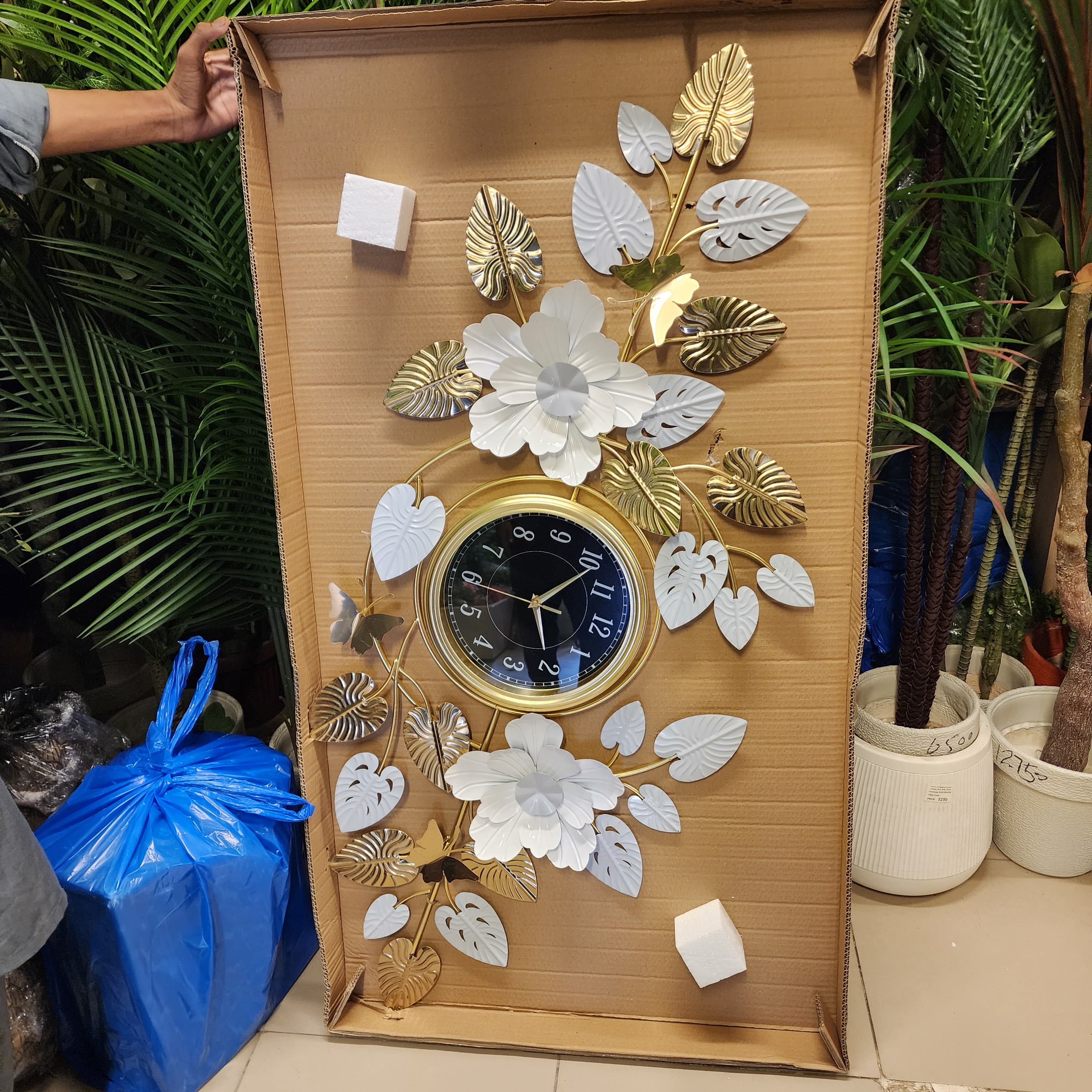 decorative floral metal wall clock